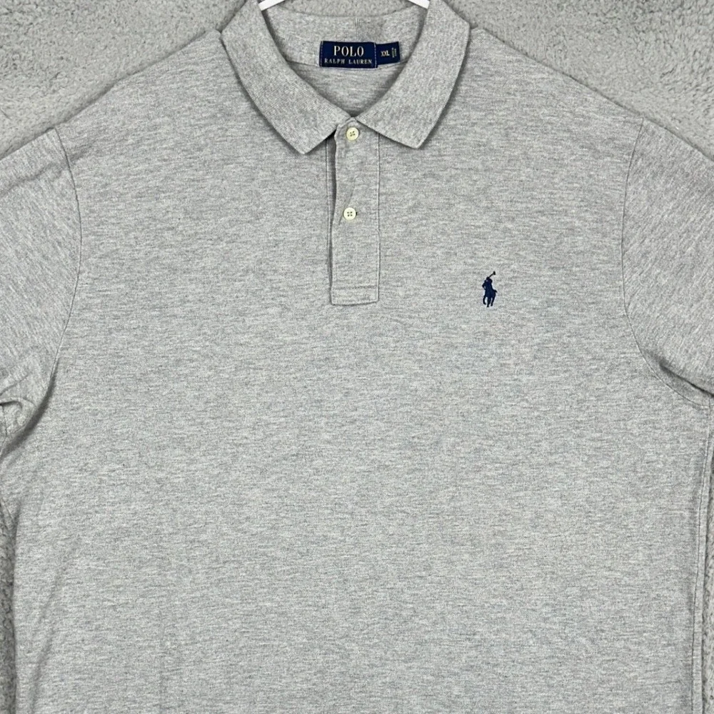 Polo Ralph Lauren Polo Shirt Mens 2XL Grey Heather Casual Rugby Short Sleeve